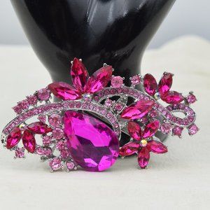 NWOT Pink Rhinestone Statement Brooch Art Nouveau Style